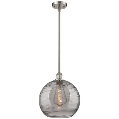 Innovations Lighting Ballston Athens 12"w Satin Nickel Stemmed Mini Pendant W/ Smoke Swirl