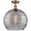 Innovations Lighting Ballston Athens 13.75"w Brushed Brass Semi-flush Mount W/ Smoke Swirl In Multi