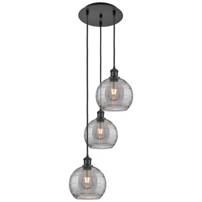Innovations Lighting Ballston Athens 14.5"w 3-light Black Corded Pendant W/ Smoke Swirl Sha