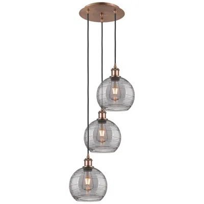 Innovations Lighting Ballston Athens 14.5"w 3-light Copper Corded Pendant W/ Smoke Swirl Sh