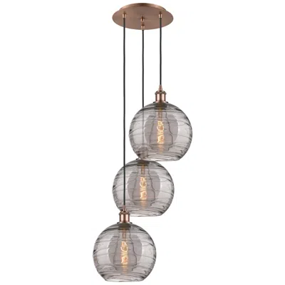 Innovations Lighting Ballston Athens 16.5"w 3-light Copper Corded Pendant W/ Smoke Swirl Sh