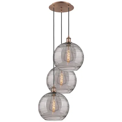 Innovations Lighting Ballston Athens 18.5"w 3-light Copper Corded Pendant W/ Smoke Swirl Sh