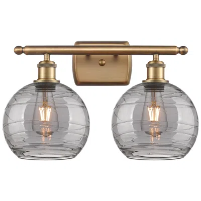 Innovations Lighting Ballston Athens 18"w 2 Light Brushed Brass Bath Light W/ Smoke Swirl S