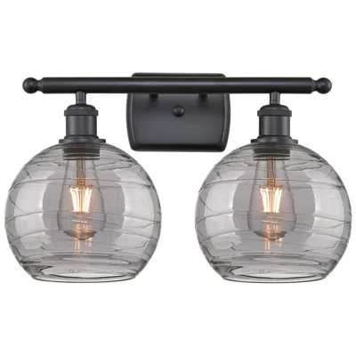 Innovations Lighting Ballston Athens 18"w 2 Light Matte Black Bath Light W/ Smoke Swirl Sha