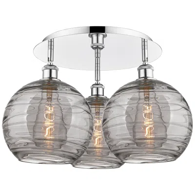 Innovations Lighting Ballston Athens 21.75"w 3-light Chrome Flush Mount W/ Smoke Swirl Shad