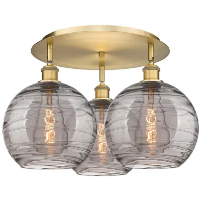 Innovations Lighting Ballston Athens 22"w 3-light Brushed Brass Flush Mount W/ Smoke Swirl