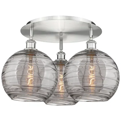 Innovations Lighting Ballston Athens 22"w 3-light Satin Nickel Flush Mount W/ Smoke Swirl S