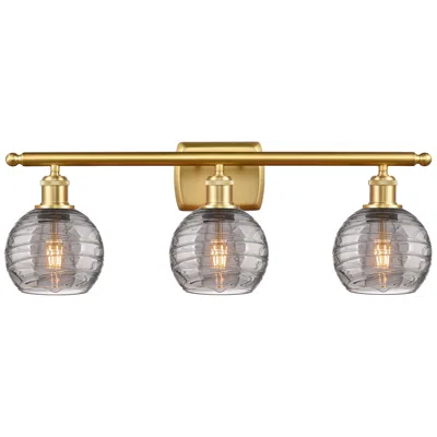 Innovations Lighting Ballston Athens 25.88"w 3 Light Gold Bath Light W/ 6" Smoke Swirl