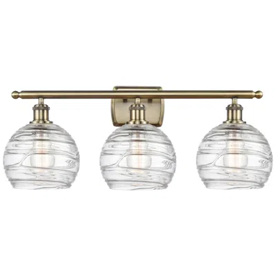 Innovations Lighting Ballston Athens 26" 3-light Antique Brass Bath Light W/ Deco Swirl Sha