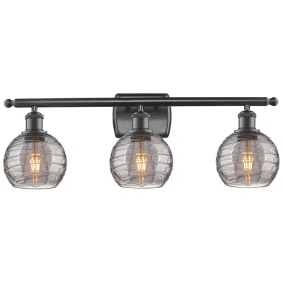 Innovations Lighting Ballston Athens 26"w 3 Light Matte Black Bath Bar W/ 6" Smoke Swi