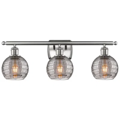 Innovations Lighting Ballston Athens 26"w 3 Light Satin Bath Light W/ 6" Smoke Swirl S