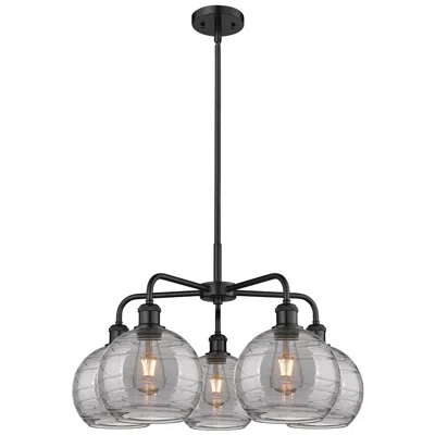Innovations Lighting Ballston Athens 26"w 5-light Black Stem Chandelier W/ Smoke Swirl Shad