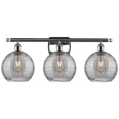 Innovations Lighting Ballston Athens 28"w 3 Light Chrome Bath Light W/ 8" Smoke Swirl