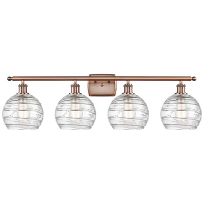 Innovations Lighting Ballston Athens 36" 4-light Antique Copper Bath Light W/ Deco Swirl Sh