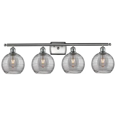 Innovations Lighting Ballston Athens 38"w 4-light Satin Nickel Bath Light W/ Smoke Swirl Sh