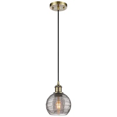 Innovations Lighting Ballston Athens 5.88"w Antique Brass Cord Mini Pendant W/ Smoke Swirl