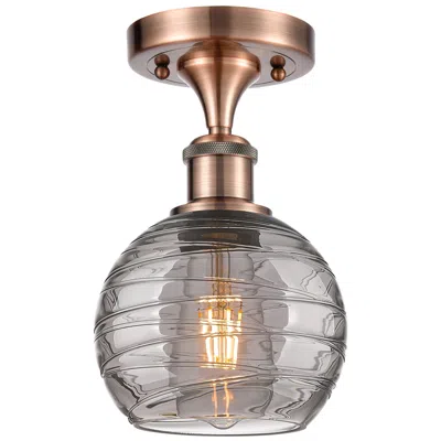 Innovations Lighting Ballston Athens 5.88"w Antique Copper Semi-flush Mount W/ Smoke Swirl