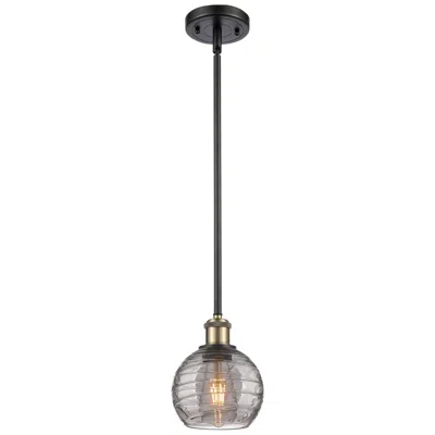 Innovations Lighting Ballston Athens 5.88"w Black Brass Stem Mini Pendant W/ Smoke Swirl Sh