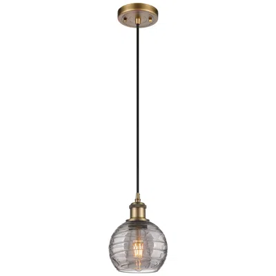 Innovations Lighting Ballston Athens 5.88"w Brushed Brass Cord Mini Pendant W/ Smoke Swirl