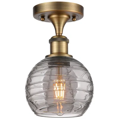 Innovations Lighting Ballston Athens 5.88"w Brushed Brass Semi-flush Mount W/ Smoke Swirl S