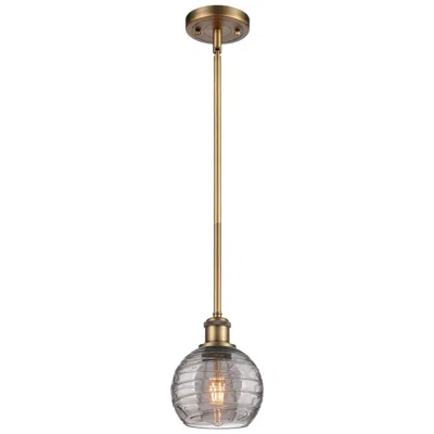 Innovations Lighting Ballston Athens 5.88"w Brushed Brass Stem Mini Pendant W/ Smoke Swirl