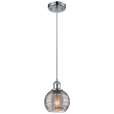 Innovations Lighting Ballston Athens 5.88"w Chrome Corded Mini Pendant W/ Smoke Swirl Shade