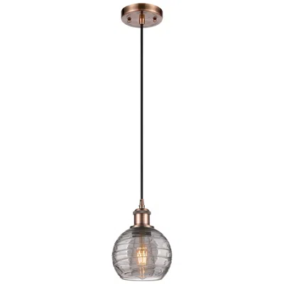 Innovations Lighting Ballston Athens 5.88"w Copper Corded Mini Pendant W/ Smoke Swirl Shade