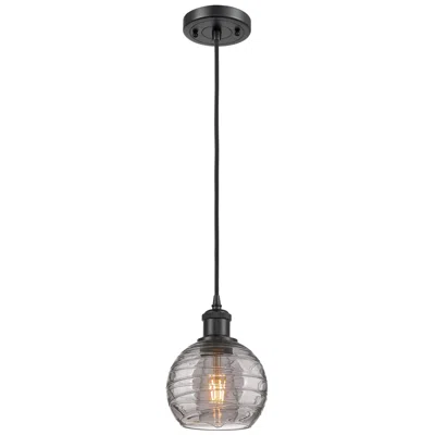 Innovations Lighting Ballston Athens 5.88"w Matte Black Corded Mini Pendant W/ Smoke Swirl