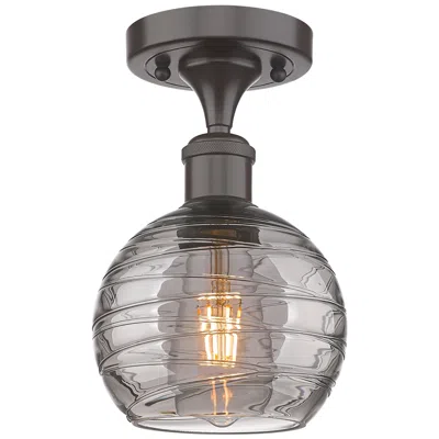 Innovations Lighting Ballston Athens 5.88"w Oiled Bronze Semi-flush Mount W/ Smoke Swirl Sh