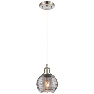 Innovations Lighting Ballston Athens 5.88"w Satin Nickel Cord Mini Pendant W/ Smoke Swirl S