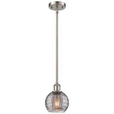 Innovations Lighting Ballston Athens 5.88"w Satin Nickel Stem Mini Pendant W/ Smoke Swirl S