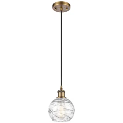 Innovations Lighting Ballston Athens 6" Brushed Brass Corded Mini Pendant W/ Deco Swirl Sha
