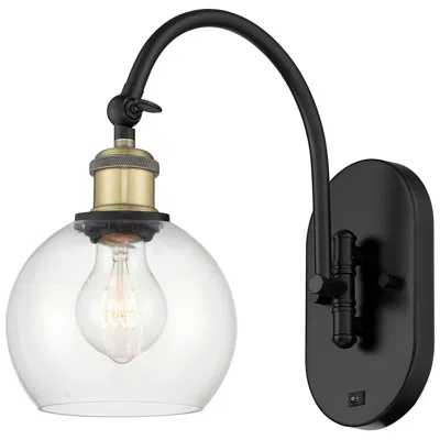 Innovations Lighting Ballston Athens 6" Incandescent Sconce - Black Brass Finish - Clear Sh