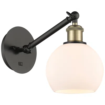 Innovations Lighting Ballston Athens 6" Incandescent Sconce - Black Brass Finish - White Sh