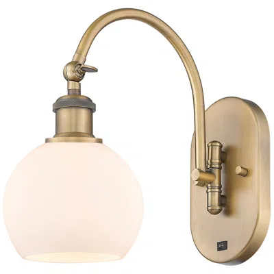 Innovations Lighting Ballston Athens 6" Incandescent Sconce - Brass Finish - Matte White Sh