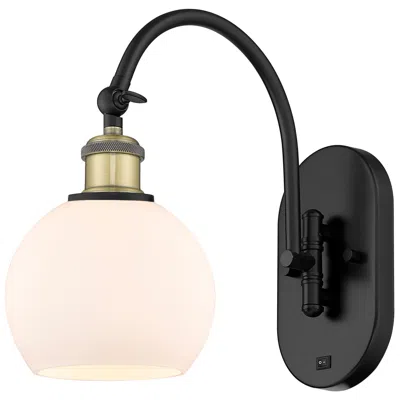 Innovations Lighting Ballston Athens 6" Led Sconce- Black Brass Finish - Matte White Shade
