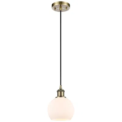 Innovations Lighting Ballston Athens 6" Mini Pendant - Antique Brass - Matte White Shade