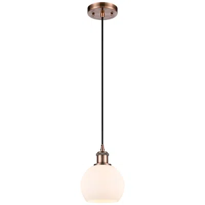 Innovations Lighting Ballston Athens 6" Mini Pendant - Antique Copper - Matte White Shade