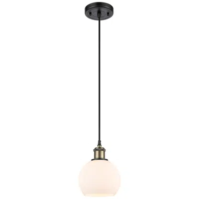 Innovations Lighting Ballston Athens 6" Mini Pendant - Black Antique Brass - Matte White Sh