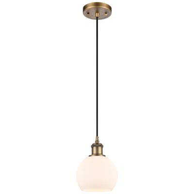 Innovations Lighting Ballston Athens 6" Mini Pendant - Brushed Brass - Matte White Shade