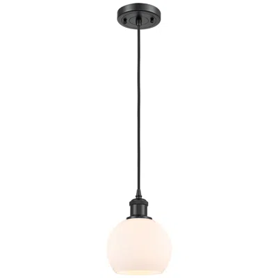 Innovations Lighting Ballston Athens 6" Mini Pendant - Matte Black - Matte White Shade