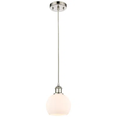 Innovations Lighting Ballston Athens 6" Mini Pendant - Polished Nickel - Matte White Shade