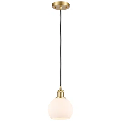 Innovations Lighting Ballston Athens 6" Mini Pendant - Satin Gold - Matte White Shade