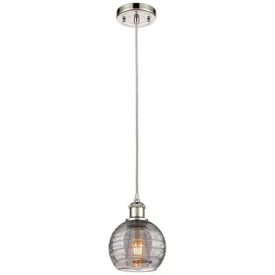 Innovations Lighting Ballston Athens 6"w Polished Nickel Cord Mini Pendant W/ Smoke Swirl S