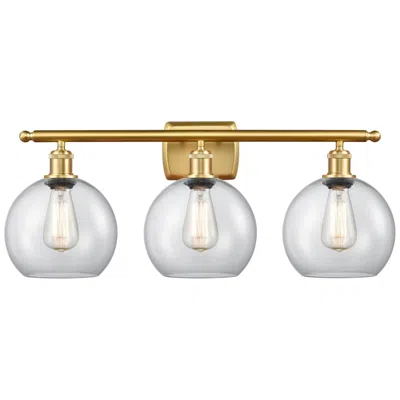 Innovations Lighting Ballston Athens 8" 3 Light 26" Led Bath Light - Satin Gold - Clea
