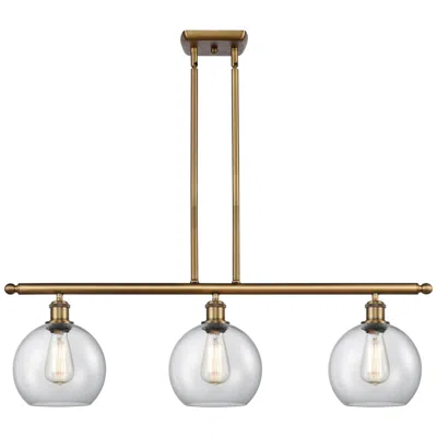 Innovations Lighting Ballston Athens 8" 3 Light 36" Island Light - Brushed Brass  - Cl In Multi