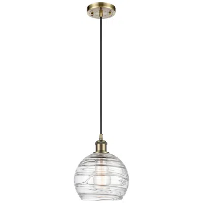 Innovations Lighting Ballston Athens 8" Antique Brass Corded Mini Pendant W/ Deco Swirl Sha