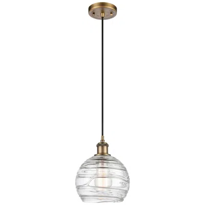 Innovations Lighting Ballston Athens 8" Brushed Brass Corded Mini Pendant W/ Deco Swirl Sha