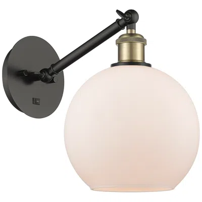 Innovations Lighting Ballston Athens 8" Incandescent Sconce - Black Brass Finish - White Sh