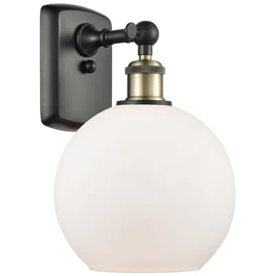 Innovations Lighting Ballston Athens 8" Incandescent Sconce- Black Brass Finish - White Sha